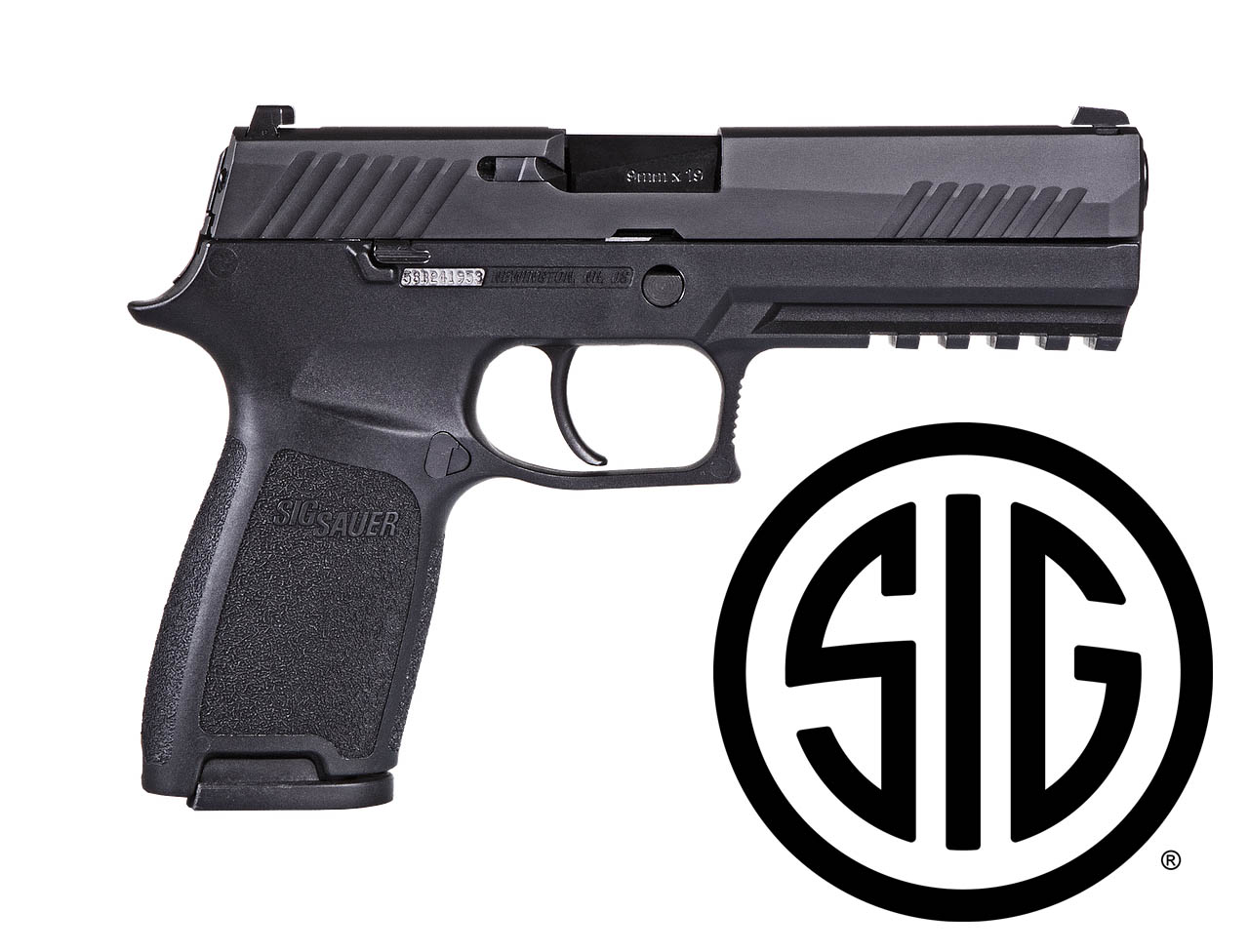 P320, 9MM, 4.7IN, NITRON, BLK, DAO, CONTRAST SIGHTS, MODULAR POLYMER GRIP, (2) 17RD STEEL MAG, RAIL